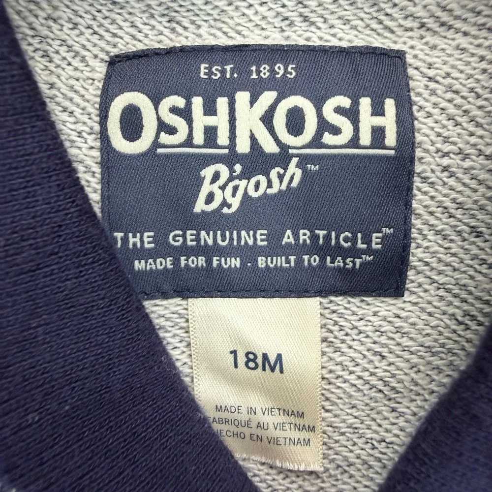 OshKosh‎ B'gosh Toddler Boys Navy Blue Marled Shawl Collar Cardigan Sweater 18M